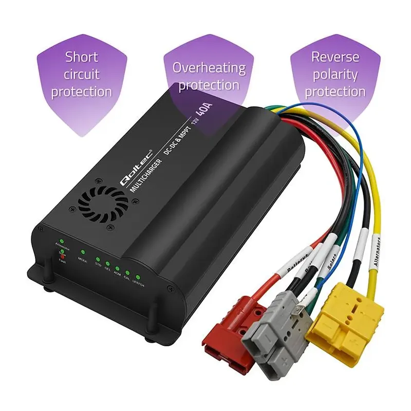 Ładowarka DC-DC Qoltec 12V z regulatorem MPPT | 40A | LiFePO4 AGM GEL STD