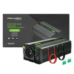 Przetwornica napięcia Qoltec Monolith | 600W | 1200W | 12V na 230V | Czysty