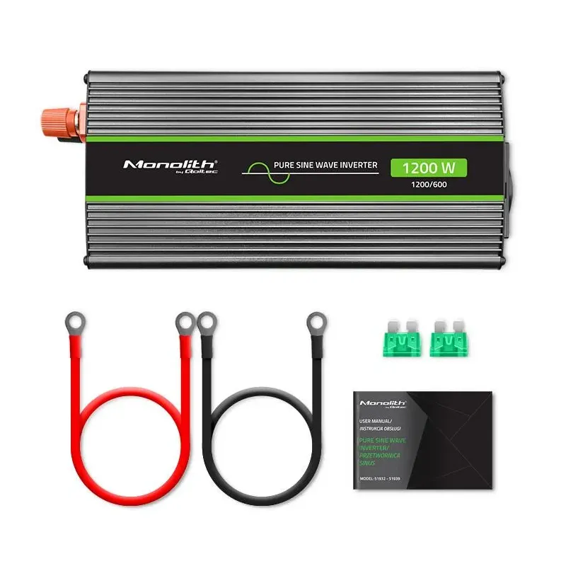 Przetwornica napięcia Qoltec Monolith | 600W | 1200W | 12V na 230V | Czysty