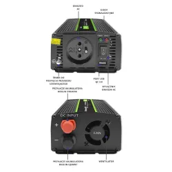 Przetwornica napięcia Qoltec Monolith | 600W | 1200W | 24V na 230V | Czysty