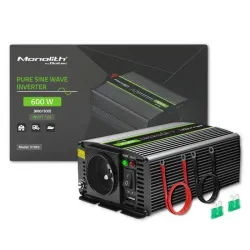 Przetwornica napięcia Qoltec Monolith | 300W | 600W | 12V na 230V | Czysty