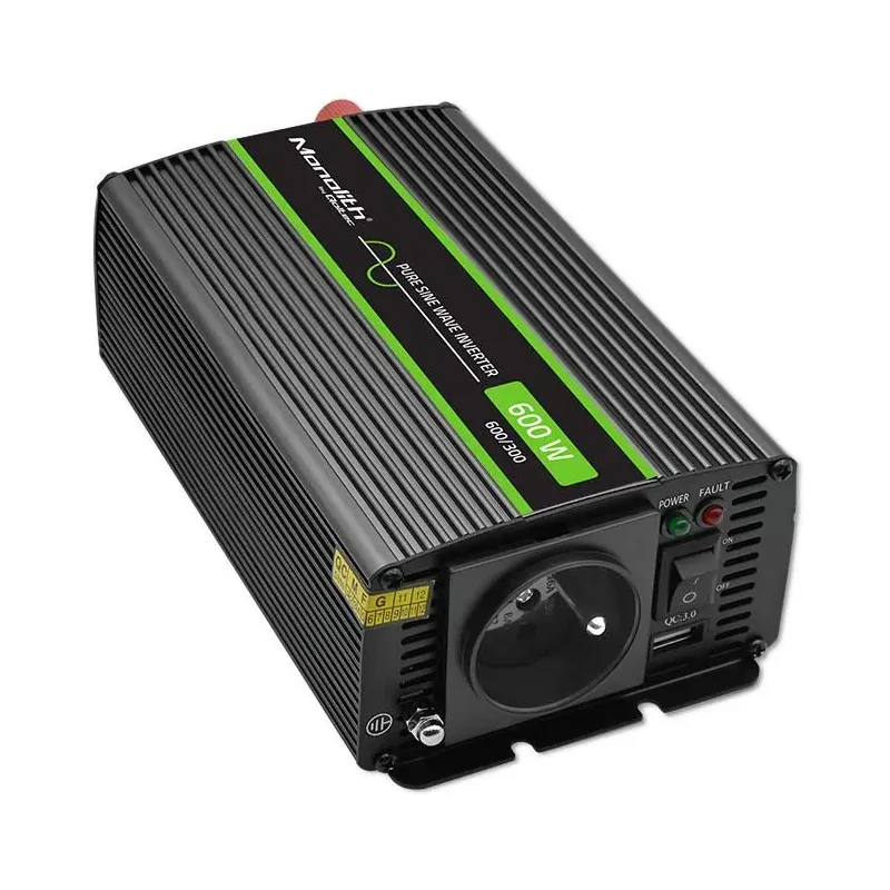 Przetwornica napięcia Qoltec Monolith | 300W | 600W | 12V na 230V | Czysty