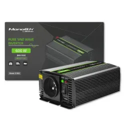 Przetwornica napięcia Qoltec Monolith | 300W | 600W | 12V na 230V | Czysty