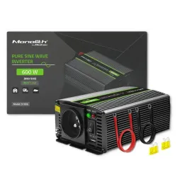 Przetwornica napięcia Qoltec Monolith |300W | 600W | 24V na 230V | Czysty
