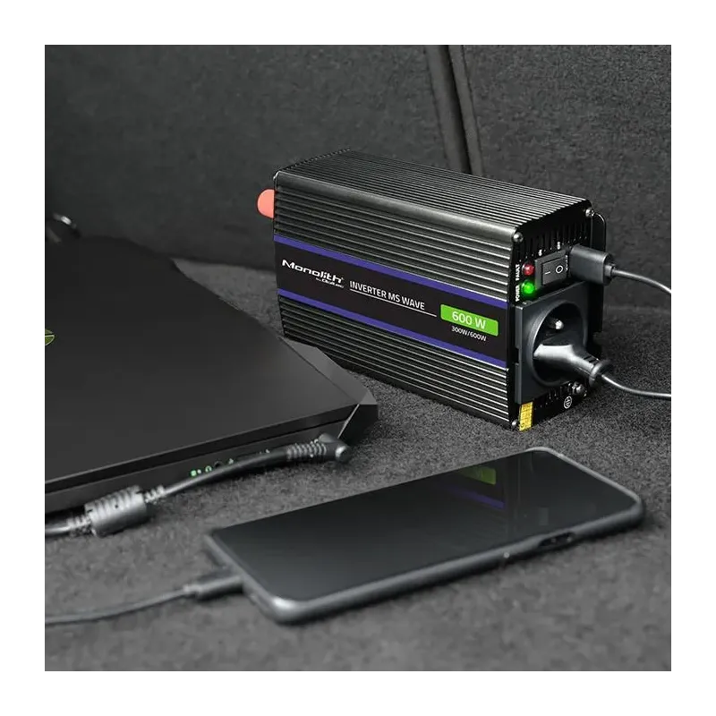 Przetwornica napięcia Qoltec Monolith 600 MS Wave | 12V na 230V | 300/600W