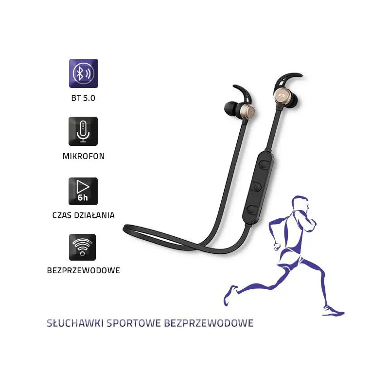 Słuchawki z mikrofonem Qoltec bezprzewodowe sportowe | BT 5.0 JL |