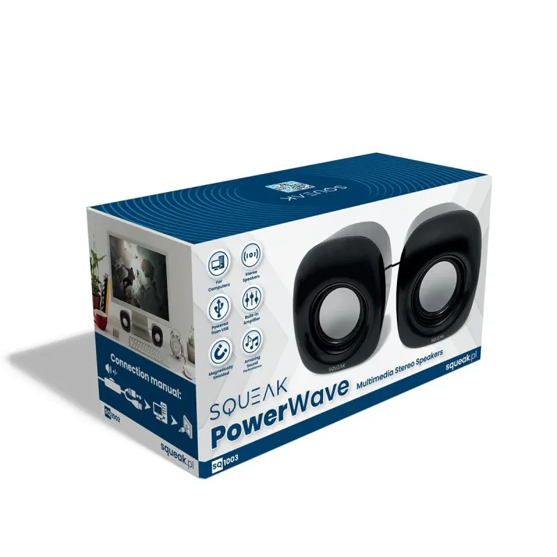 Głośniki komputerowe SQUEAK PowerWave SQ1003 stereofoniczne