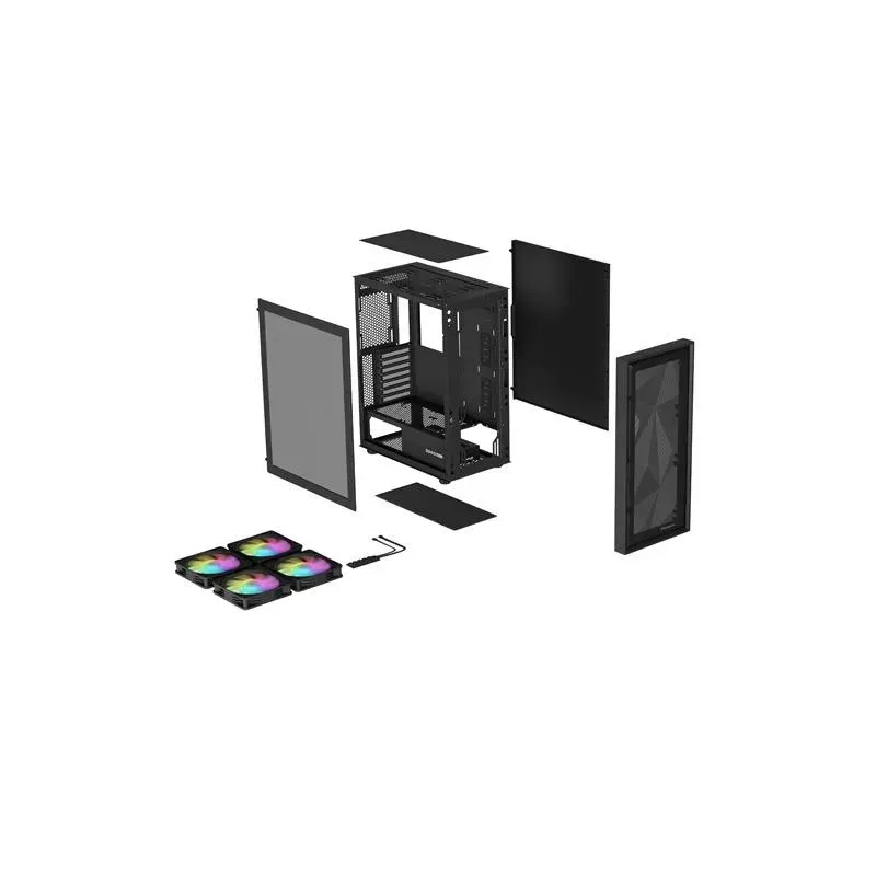 Obudowa Genesis Diaxid 605 ARGB Midi Towar (z oknem, USB-C) Czarna