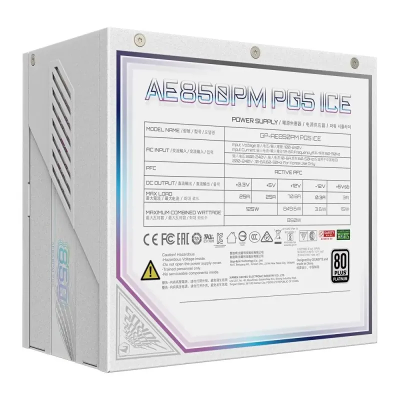 Zasilacz Gigabyte GP-AE850PM PG5 ICE 850W PCIE5.0 120mm | PartsPC.pl
