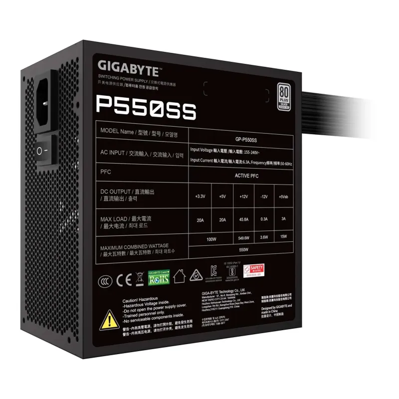 Zasilacz Gigabyte GP-P550SS 550W 120mm 80+Silver aPFC