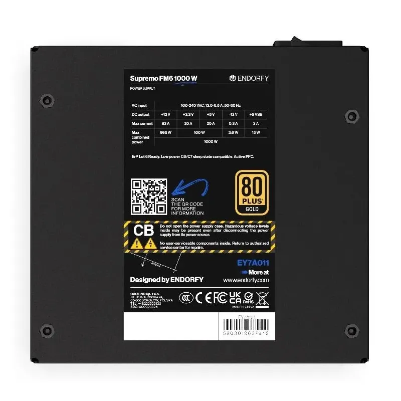 Zasilacz Endorfy Supremo FM6 1000W ATX 120mm 80 Plus Gold