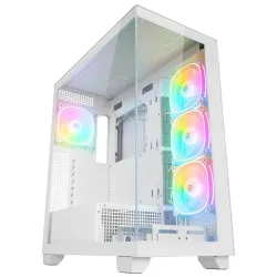 Rampage Hydra V1 Obudowa PC 4x wentylator USB C/USB A ARGB + hub, biała