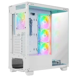 Rampage Hydra V1 Obudowa PC 4x wentylator USB C/USB A ARGB + hub, biała