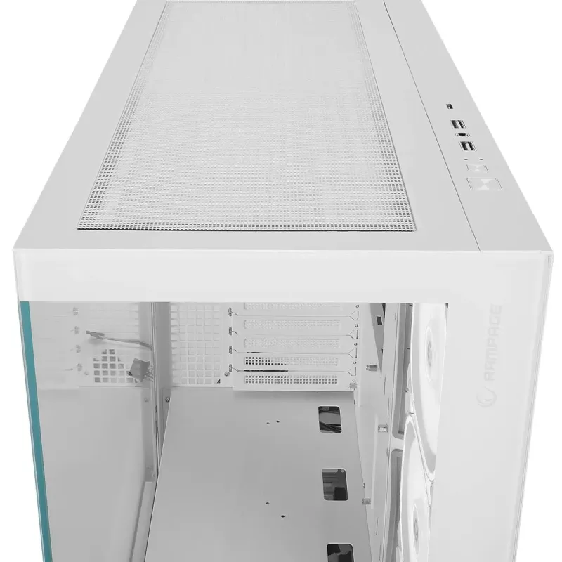 Rampage Hydra V1 Obudowa PC 4x wentylator USB C/USB A ARGB + hub, biała