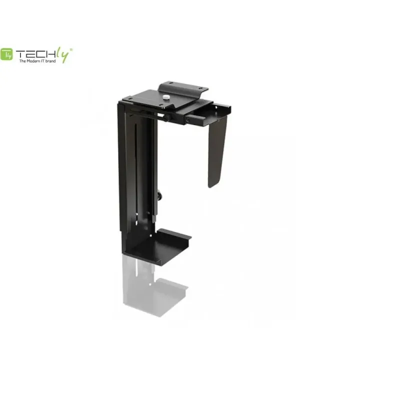 Uchwyt Techly na obudowę PC podblatowy/ścienny, regulowany, czarny