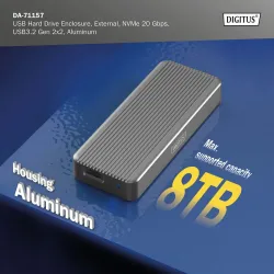 Obudowa DIGITUS USB 3.2 Typ C na dysk SSD M.2 NVMe 20Gbps aluminiowa