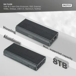 Obudowa DIGITUS USB 4.0 Typ C na dysk SSD M.2 NVMe 40Gbps aluminiowa,