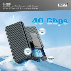 Obudowa DIGITUS USB 4.0 Typ C na dysk SSD M.2 NVMe 40Gbps aluminiowa,