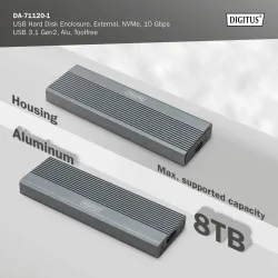 Obudowa DIGITUS USB 3.1 Typ C na dysk SSD M.2 NVMe 10Gbps aluminiowa,