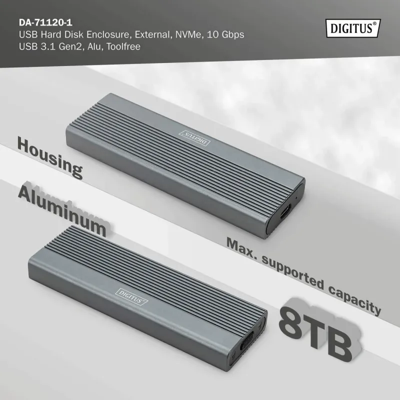 Obudowa DIGITUS USB 3.1 Typ C na dysk SSD M.2 NVMe 10Gbps aluminiowa,