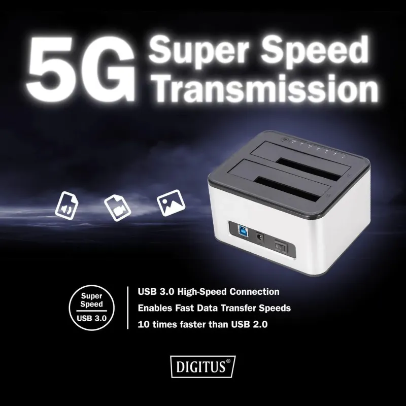 Stacja dokująca DIGITUS USB 3.0 Super Speed do 2x SSD/HDD 2.5/3.5"SATA III