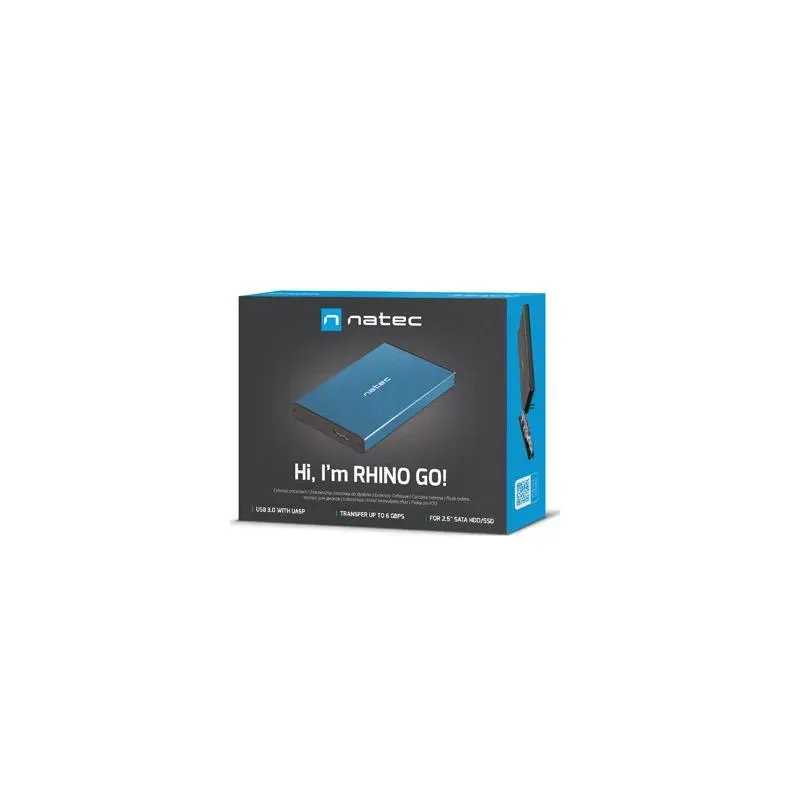 Obudowa na dysk HDD/SSD Natec RHINO Go USB 3.0 2.5" SATA niebieska