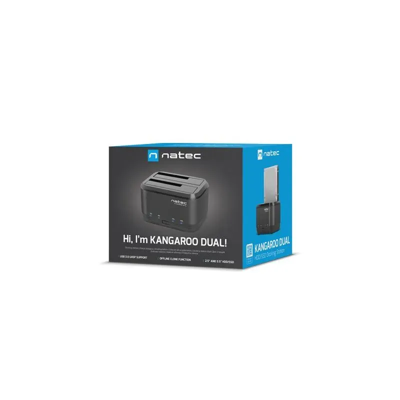 Stacja dokująca HDD/SSD Natec Kangaroo Dual SATA 2.5" + 3.5" USB 3.0 +