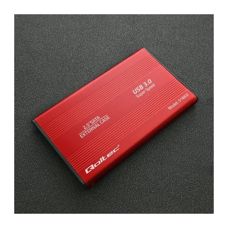 Obudowa Qoltec na dysk HDD/SSD 2.5" SATA3 | USB 3.0 | Czerwona