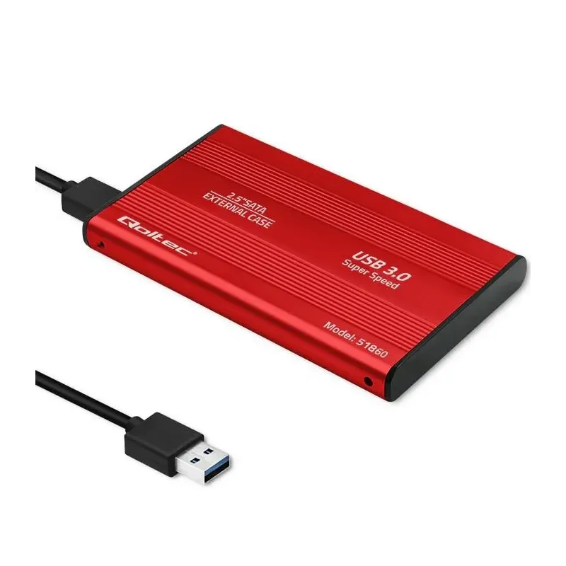 Obudowa Qoltec na dysk HDD/SSD 2.5" SATA3 | USB 3.0 | Czerwona