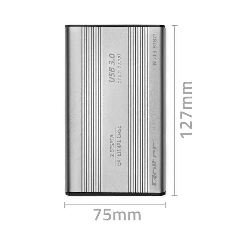 Obudowa/kieszeń Qoltec do dysków HDD SSD 2.5" SATA3 | USB 3.0 | Srebrny