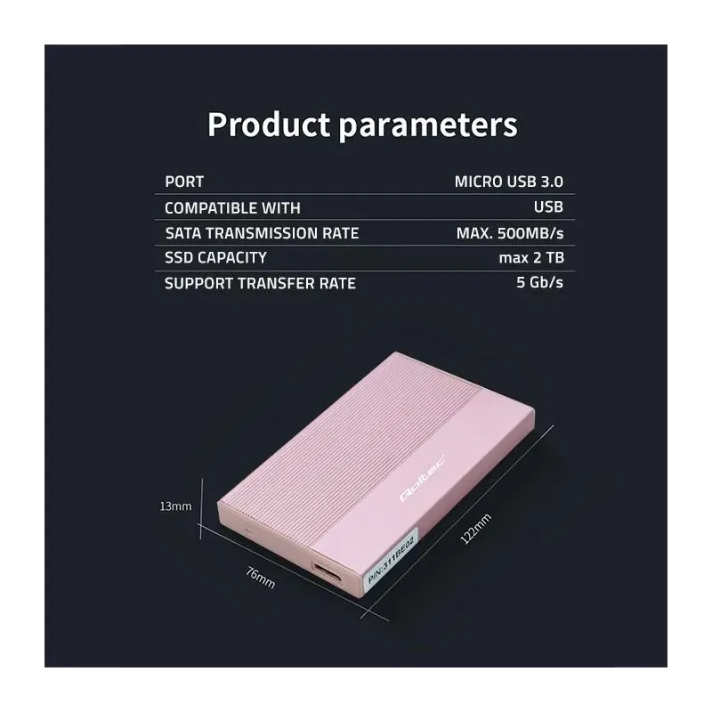 Obudowa/kieszeń Qoltec na dysk SSD HDD 2.5" | SATA | USB 3.0 | Super speed