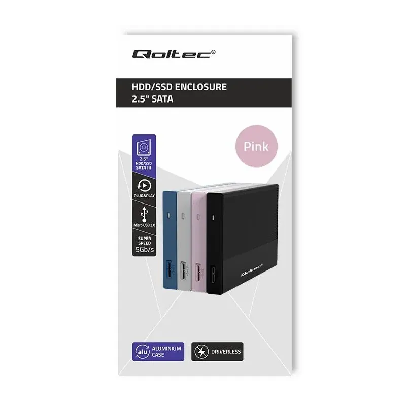 Obudowa/kieszeń Qoltec na dysk SSD HDD 2.5" | SATA | USB 3.0 | Super speed