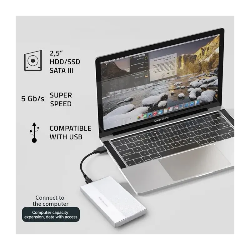 Obudowa/kieszeń Qoltec na dysk SSD HDD 2.5" | SATA | USB 3.0 | Super speed