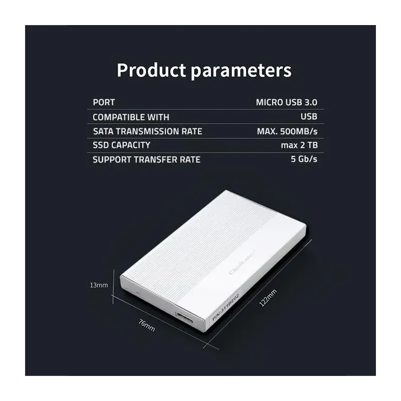 Obudowa/kieszeń Qoltec na dysk SSD HDD 2.5" | SATA | USB 3.0 | Super speed