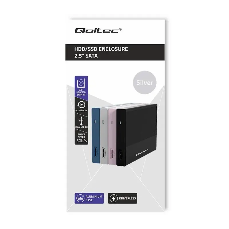 Obudowa/kieszeń Qoltec na dysk SSD HDD 2.5" | SATA | USB 3.0 | Super speed