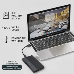 Obudowa/kieszeń Qoltec na dysk SSD HDD 2.5" | SATA | USB 3.0 | Super speed