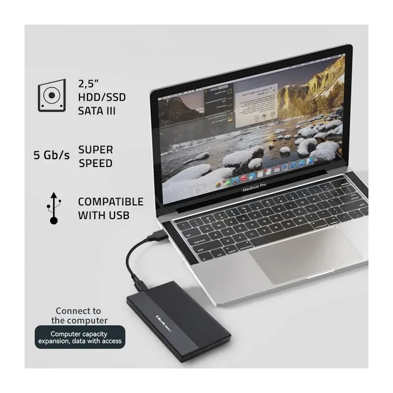 Obudowa/kieszeń Qoltec na dysk SSD HDD 2.5" | SATA | USB 3.0 | Super speed