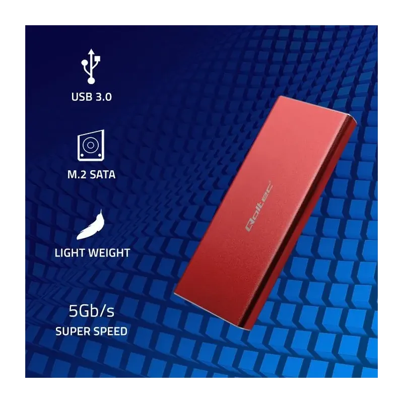 Obudowa/kieszeń Qoltec na dysk M.2 SSD | SATA | NGFF | USB 3.0 | Super