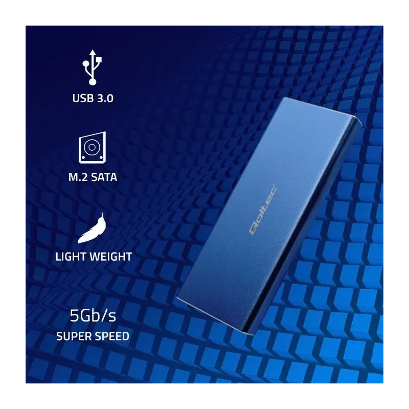Obudowa/kieszeń Qoltec na dysk M.2 SSD | SATA | NGFF | USB 3.0 | Super