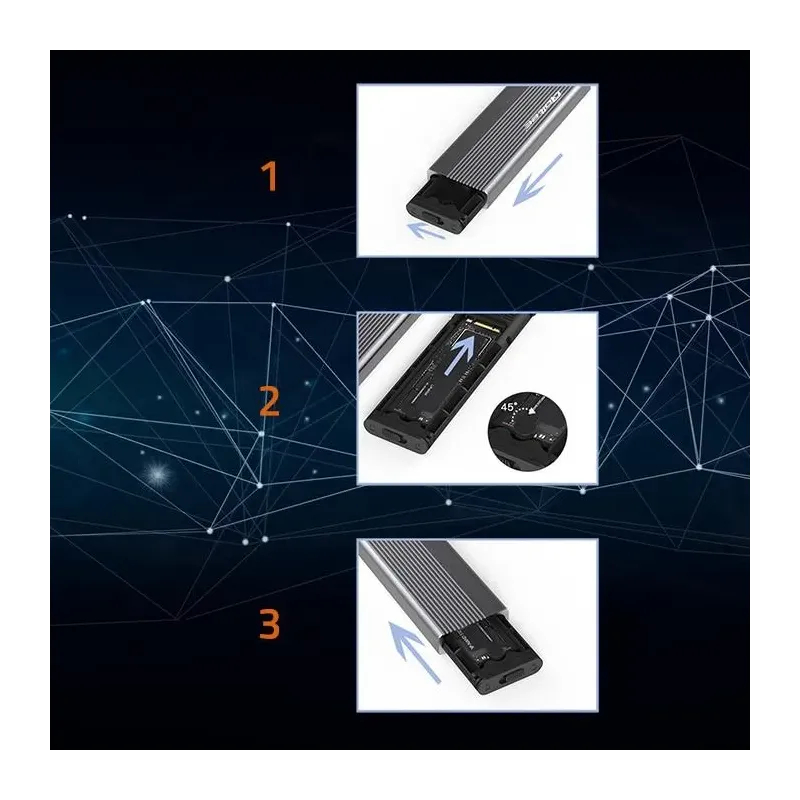 Obudowa/kieszeń Qoltec na dysk SSD M.2 | SATA | NGFF | USB-C | | Super