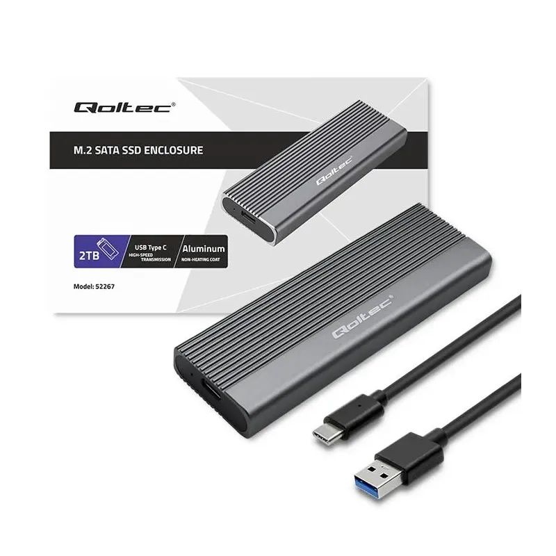 Obudowa/kieszeń Qoltec na dysk SSD M.2 | SATA | NGFF | USB-C | | Super