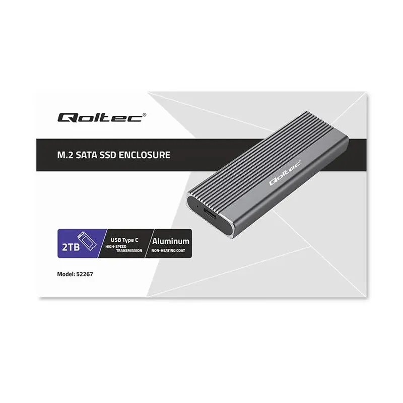 Obudowa/kieszeń Qoltec na dysk SSD M.2 | SATA | NGFF | USB-C | | Super