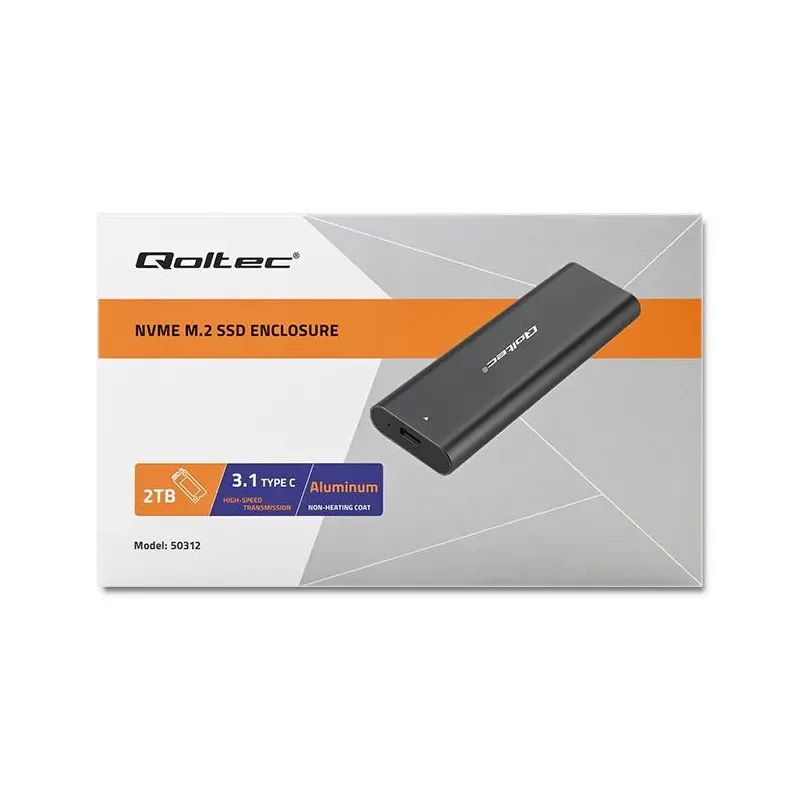 Obudowa/kieszeń Qoltec do dysków M.2 SSD | NVME | PCI-E | USB typ C
