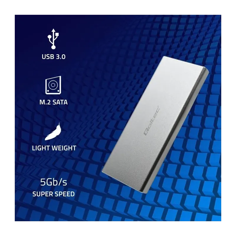 Obudowa/kieszeń Qoltec na dysk M.2 SSD | SATA | NGFF | USB 3.0 | Super