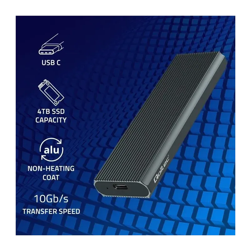 Obudowa/kieszeń Qoltec na dysk M.2 SSD | NVMe | PCIe | USB 3.1 | Super