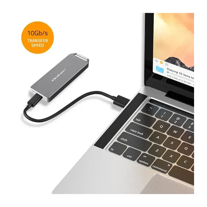 Obudowa/kieszeń Qoltec mini na dysk M.2 SSD | NVMe | PCIe | USB 3.1 | Super