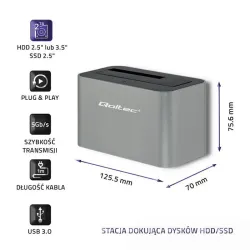 Stacja dokująca Qoltec dysków HDD/SSD | 2.5" / 3.5" SATA | USB 3.0