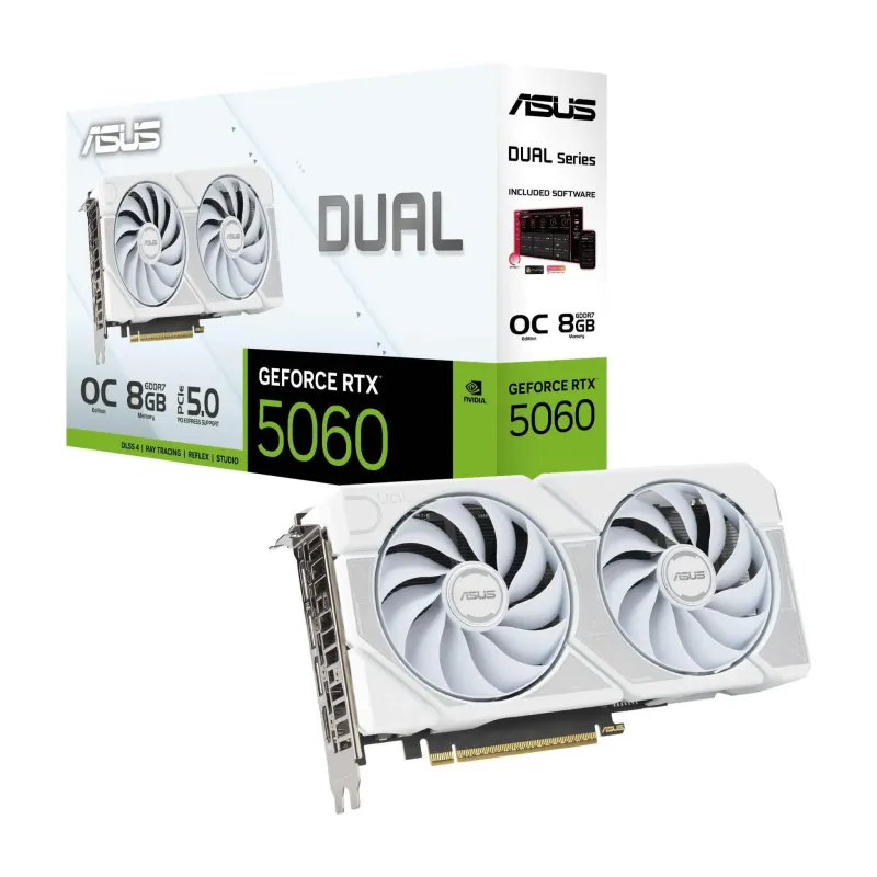 Karta VGA Asus GeForce RTX 5060 DUAL-RTX5060-O8G-WHITE Dual White OC