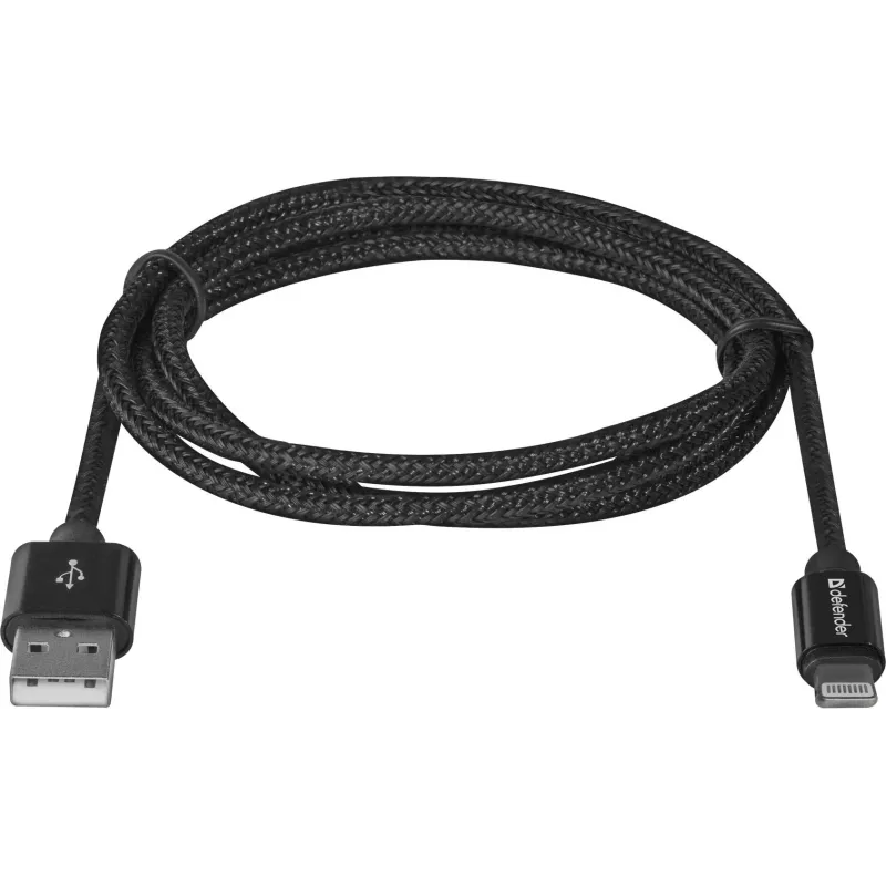 Kabel USB Defender USB-LIGHTNING 1m 2,1A czarny | PartsPC.pl