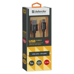 Kabel USB Defender AM-micro BM 1m 2,1A czarny